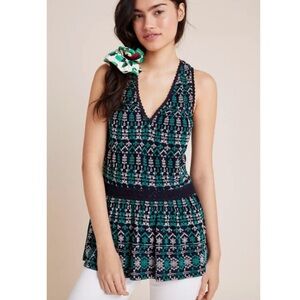 🆕 Anthropologie Sleeveless Blouse with Embroidery Detail. 100% Viscose. NWOT